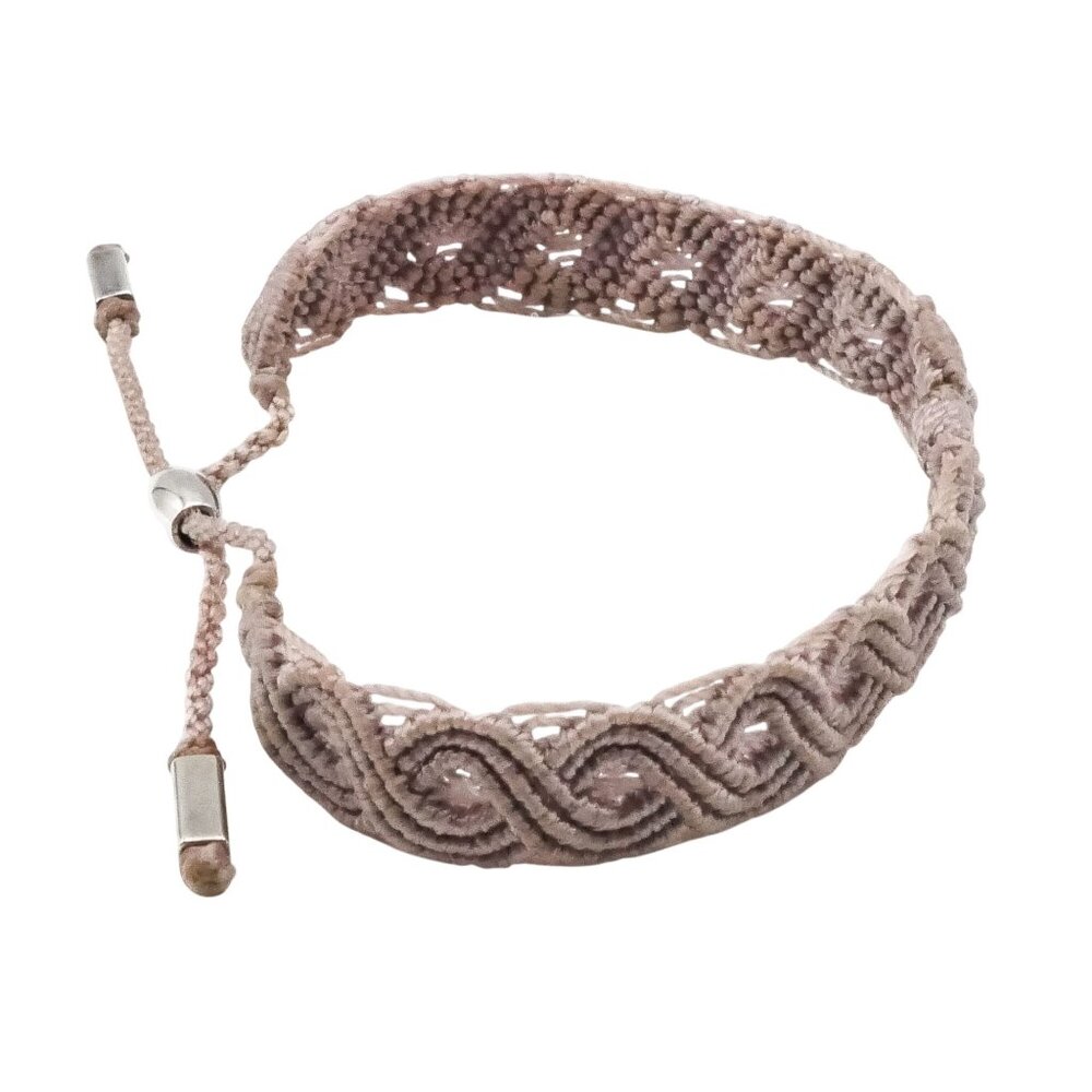 Pandora Retired Light Purple Macramé Bracelet with Sterling Silver – Size Small